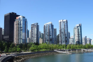 A dozen or so buildings along Vancouver